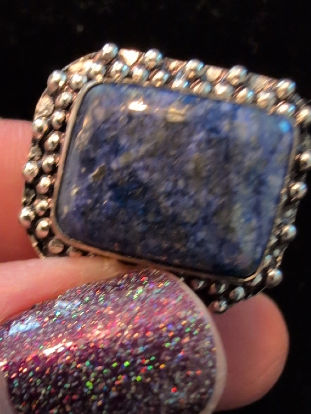 Rectangular Blue Lapis Ring - Picture 6 of 9